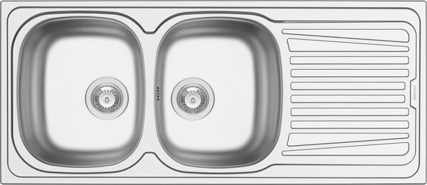 Lavello da cucina 116x50 cm, lavello da incasso Sparta a 2 vasche, mobile da 80 cm