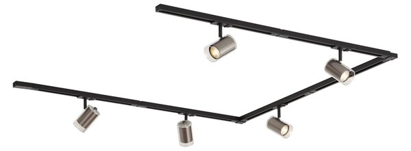 Sistema a binario monofase moderno nero con 5 faretti color canna di fucile - Iconic Lloyd