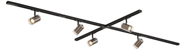 Sistema a binario monofase moderno nero con 5 faretti color canna di fucile - Iconic Lloyd