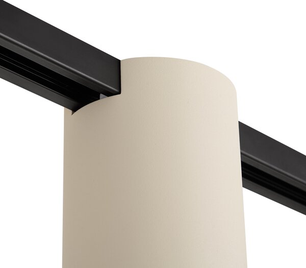 Sistema di illuminazione a binario moderno nero con 2 faretti beige monofase - Iconic Rondoo Up