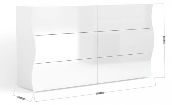 Cassettiera camera da letto bianca lucida 155x81h cm - Aton