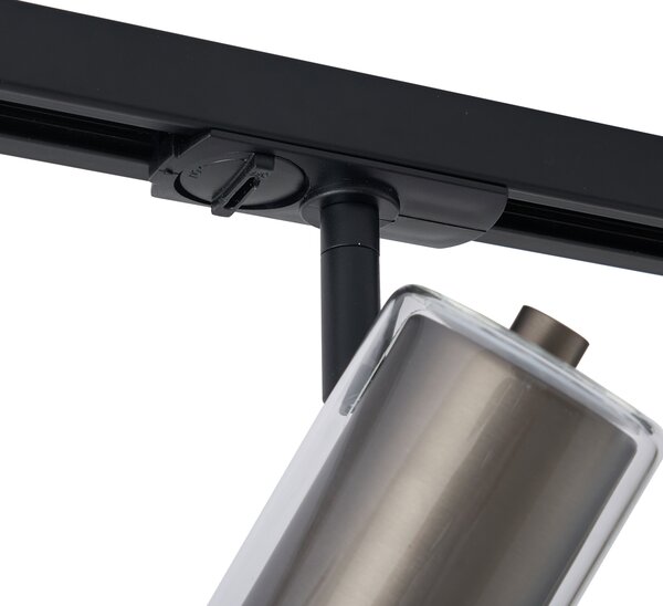 Sistema a binario monofase moderno nero con 5 faretti color canna di fucile - Iconic Lloyd