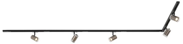 Sistema a binario monofase moderno nero con 5 faretti color canna di fucile - Iconic Lloyd
