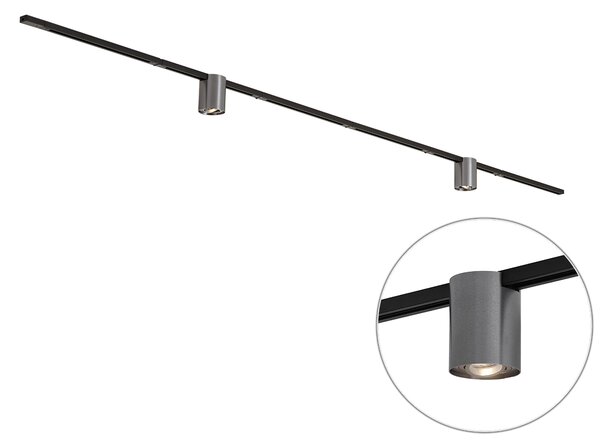 Sistema a binario moderno nero con 2 faretti color canna di fucile monofase - Iconic Rondoo Up