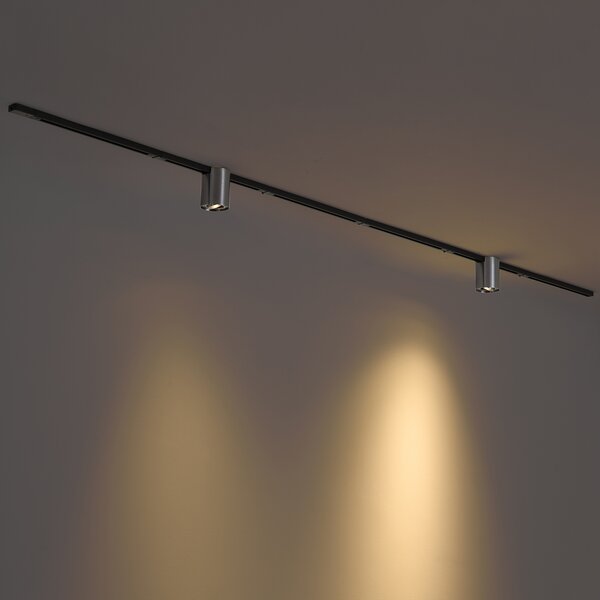Sistema a binario moderno nero con 2 faretti color canna di fucile monofase - Iconic Rondoo Up