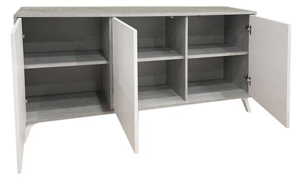 Credenza grigia chiaro e bianca porta piatti 153x39x72h cm 3 ante - Annina