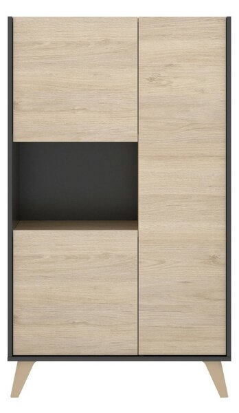 Credenza alta rovere e antracite 81x43x135h cm 3 ante - Crono