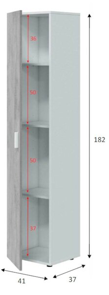 Armadio grigio e bianco slim 41x182h cm - Avlis