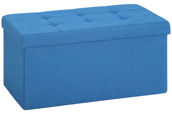 HOMCOM Pouf Contenitore, Panca Contenitore Pieghevole 84 L 76x38x38 cm Rivestito in Lino Sintetico Azzurro chiaro | Aosom Italy