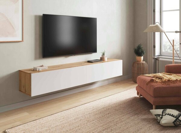 Porta TV rovere nodi e bianco 180x34x28h cm 2 ante - Senectus