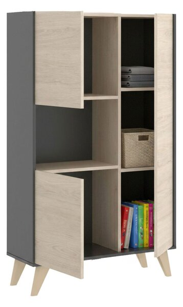 Credenza alta rovere e antracite 81x43x135h cm 3 ante - Crono