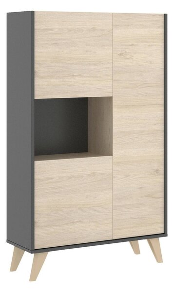 Credenza alta rovere e antracite 81x43x135h cm 3 ante - Crono