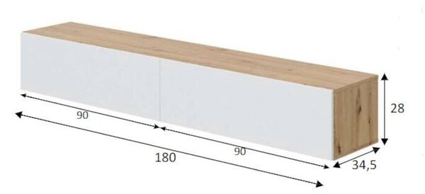 Porta TV rovere nodi e bianco 180x34x28h cm 2 ante - Senectus