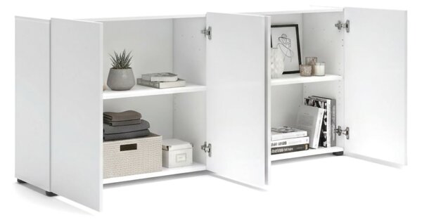 Credenza bianco lucida 180x38x79h cm 4 ante - Amacord