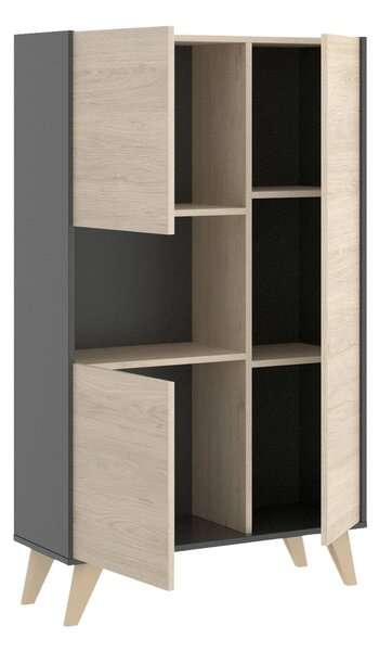 Credenza alta rovere e antracite 81x43x135h cm 3 ante - Crono