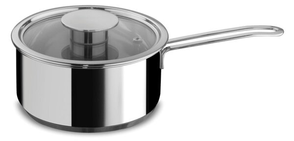 Batteria di pentole 7 pezzi in acciaio inox 18/10 GOURMET con coperchi in vetro pyrex, adatta per per piano elettrico, induzione, gas, alogeno, vetroceramica , forno