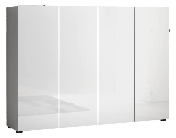 Scarpiera da ingresso 4 ante bianca lucida 160x115h cm - Abdul