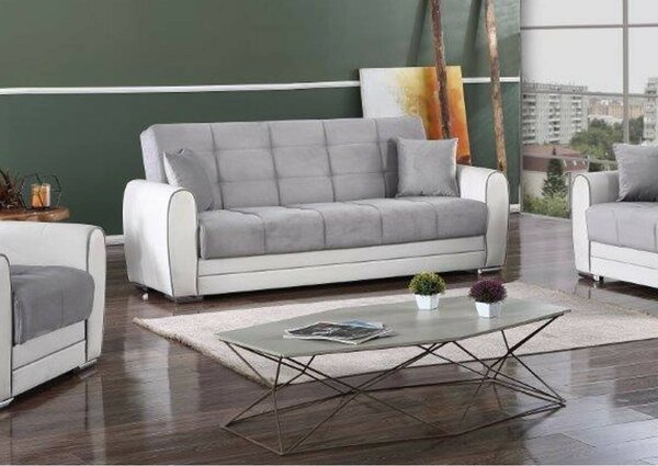 Divano letto design bianco e grigio 220x84cm - Dike