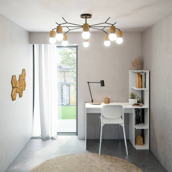 Scrivania lineare bianca 110x50cm con libreria - Abba