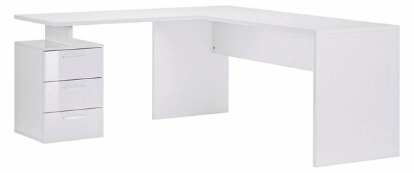 Scrivania angolare bianca lucida 180x60cm da ufficio - Ascuby