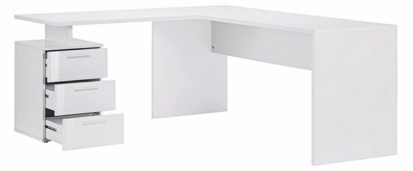 Scrivania angolare bianca lucida 180x60cm da ufficio - Ascuby