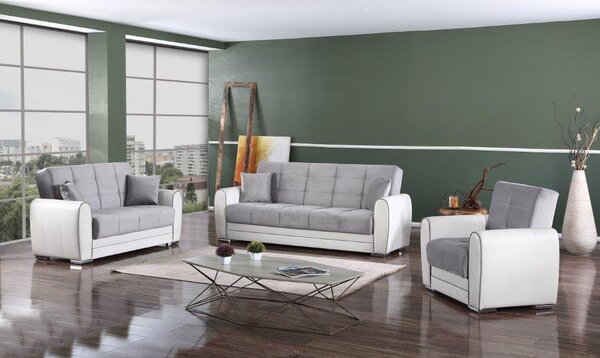 Divano letto design bianco e grigio 220x84cm - Dike