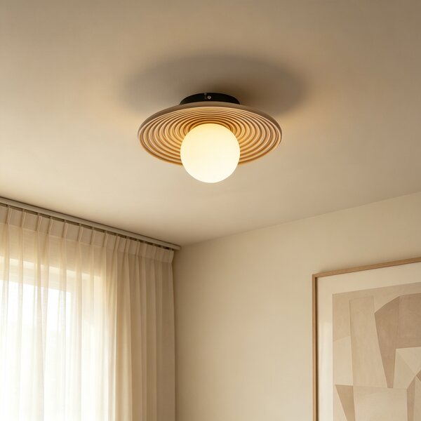 Plafoniera retrò beige con vetro opale - Lila
