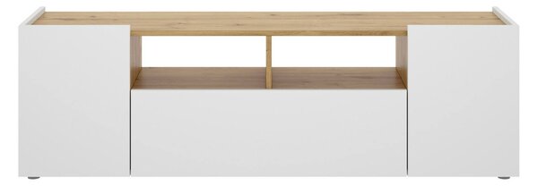 Mobile TV bianco e rovere nodi 141x34x43h cm 3 ante - Vulcano