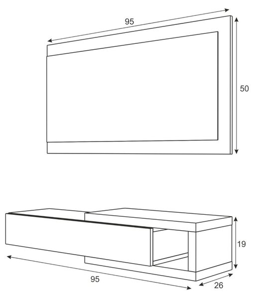 Mobile per ingresso piccolo sospeso bianco e rovere 95x19h cm - Arty