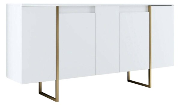 Credenza bianca e oro elegante 160x35x80h cm 4 ante - Arta