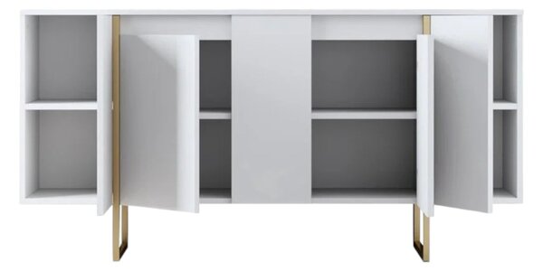 Credenza bianca e oro elegante 160x35x80h cm 4 ante - Arta