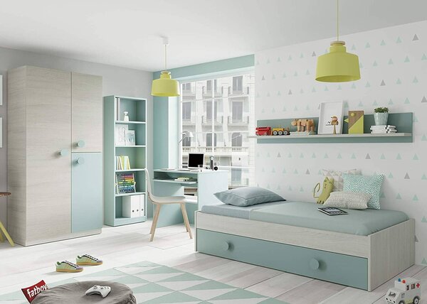 Libreria in legno verde acqua 52x180h cm - Artico