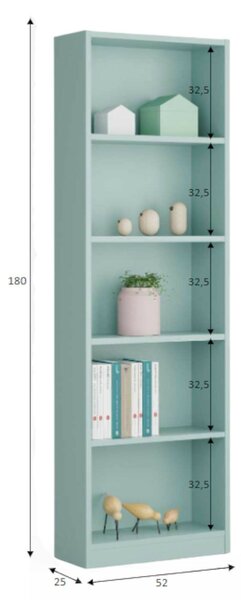 Libreria in legno verde acqua 52x180h cm - Artico