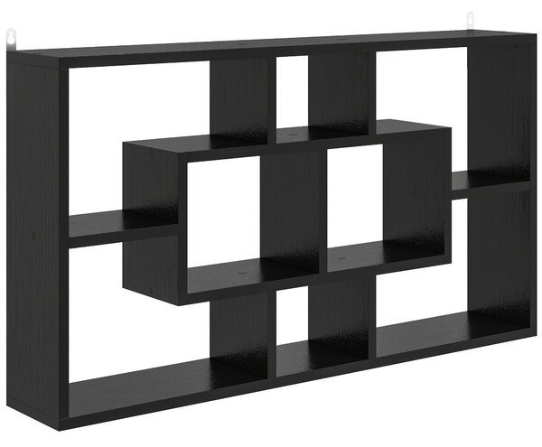 HOMCOM Mensola da Parete Decorativa Scaffale per Libri, CD con 8 Cubi 85x14,5x47,5 cm Nero | Aosom Italy