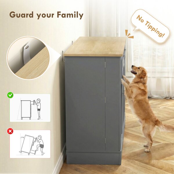 HOMCOM Credenza da Cucina Mobile Cucina con 3 Ripiani sulle Ante Cassetto Ripiani Regolabili per Sala da Pranzo 105x40x83 cm Grigio | Aosom Italy