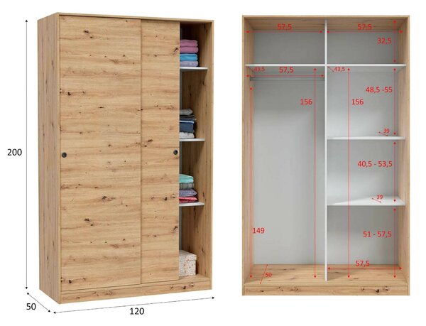 Guardaroba con ripiani regolabili legno 120x200h cm - Adrenalin