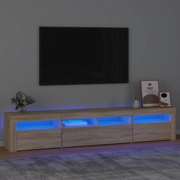 Mobile Porta TV con Luci LED Bianco Lucido 160x35x40 cm