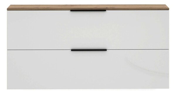 Scarpiera sospesa 2 ante bianca lucida e rovere 160x80h cm - Achiko