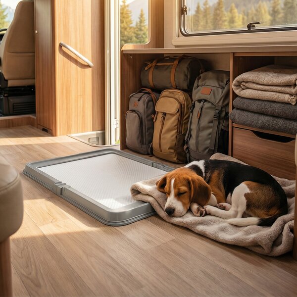 PawHut Vassoio Sanitario Pieghevole per Cani 86x62 cm Vassoio per Addestramento 3 Tappetini Piedini Antiscivolo Grigio | Aosom Italy