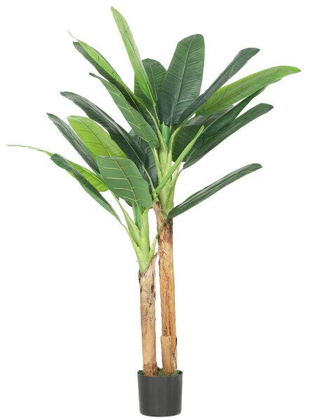 HOMCOM Albero di Banano Artificiale 150 cm Pianta Artificiale Decorativa con Vaso e 2 Tronchi per Casa Ufficio Soggiorno Verde | Aosom Italy