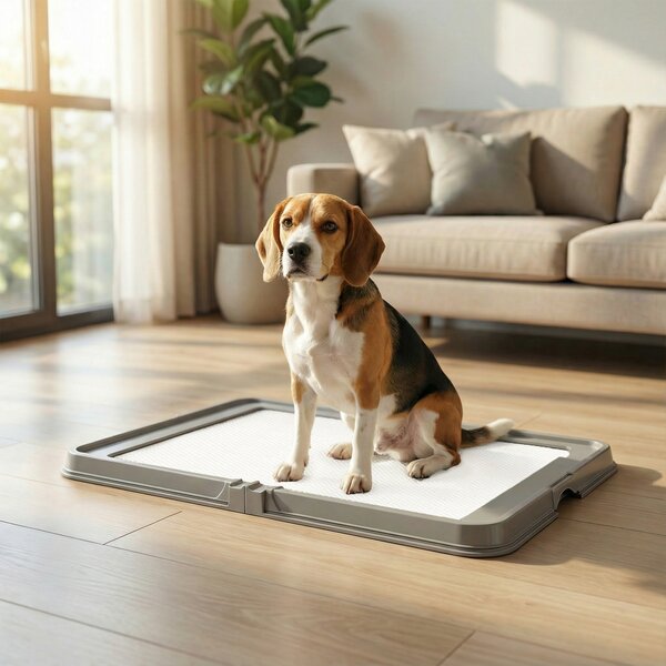 PawHut Vassoio Sanitario Pieghevole per Cani 86x62 cm Vassoio per Addestramento 3 Tappetini Piedini Antiscivolo Grigio | Aosom Italy