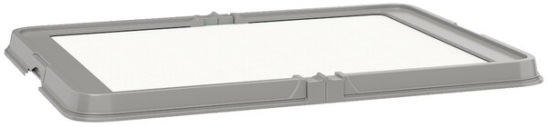 PawHut Vassoio Sanitario Pieghevole per Cani 86x62 cm Vassoio per Addestramento 3 Tappetini Piedini Antiscivolo Grigio | Aosom Italy