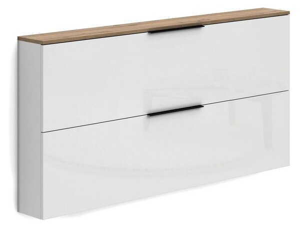 Scarpiera sospesa 2 ante bianca lucida e rovere 160x80h cm - Achiko