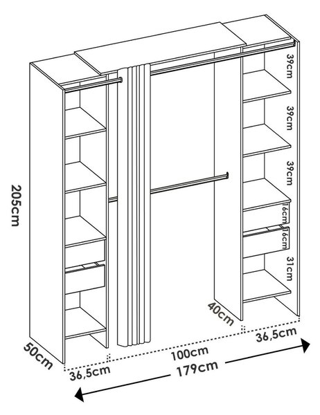 Guardaroba apertura a tenda bianco e grigio 180x205h cm - Era