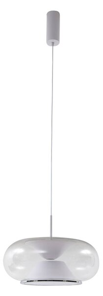 Lucande LED a sospensione Orasa, vetro, bianco/chiaro, Ø 43 cm
