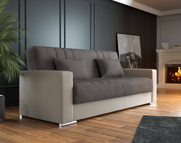 Divano letto matrimoniale beige e grigio 230x96cm - Arix