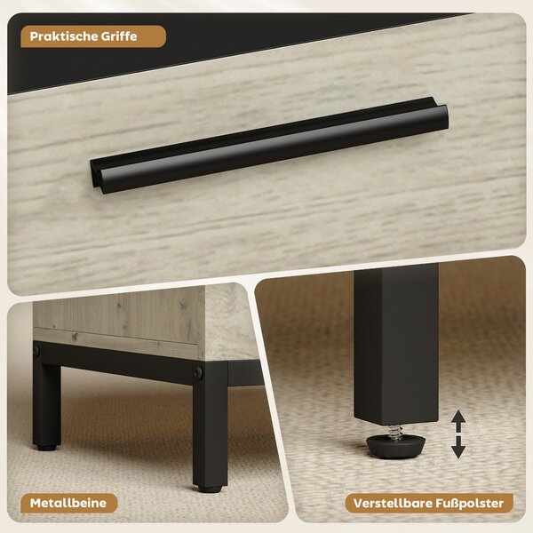 HOMCOM Scrivania da segretario in stile industriale con ripiani e struttura metallica 100 cm Legno naturale e Nero | Aosom Italy