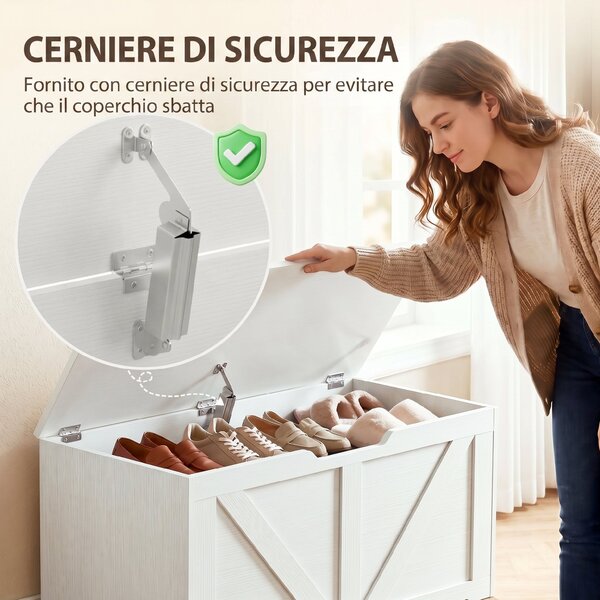 HOMCOM Cassapanca con Cerniera di Sicurezza e Presa a U, Portata 136 kg | Aosom Italy