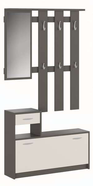 Mobile per ingresso sospeso con scarpiera beige e grigio 100x190h cm - Garolfo