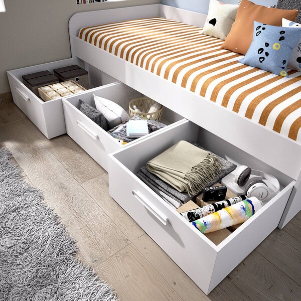 Letto bambini 3 cassetti 194x97cm bianco - Aco